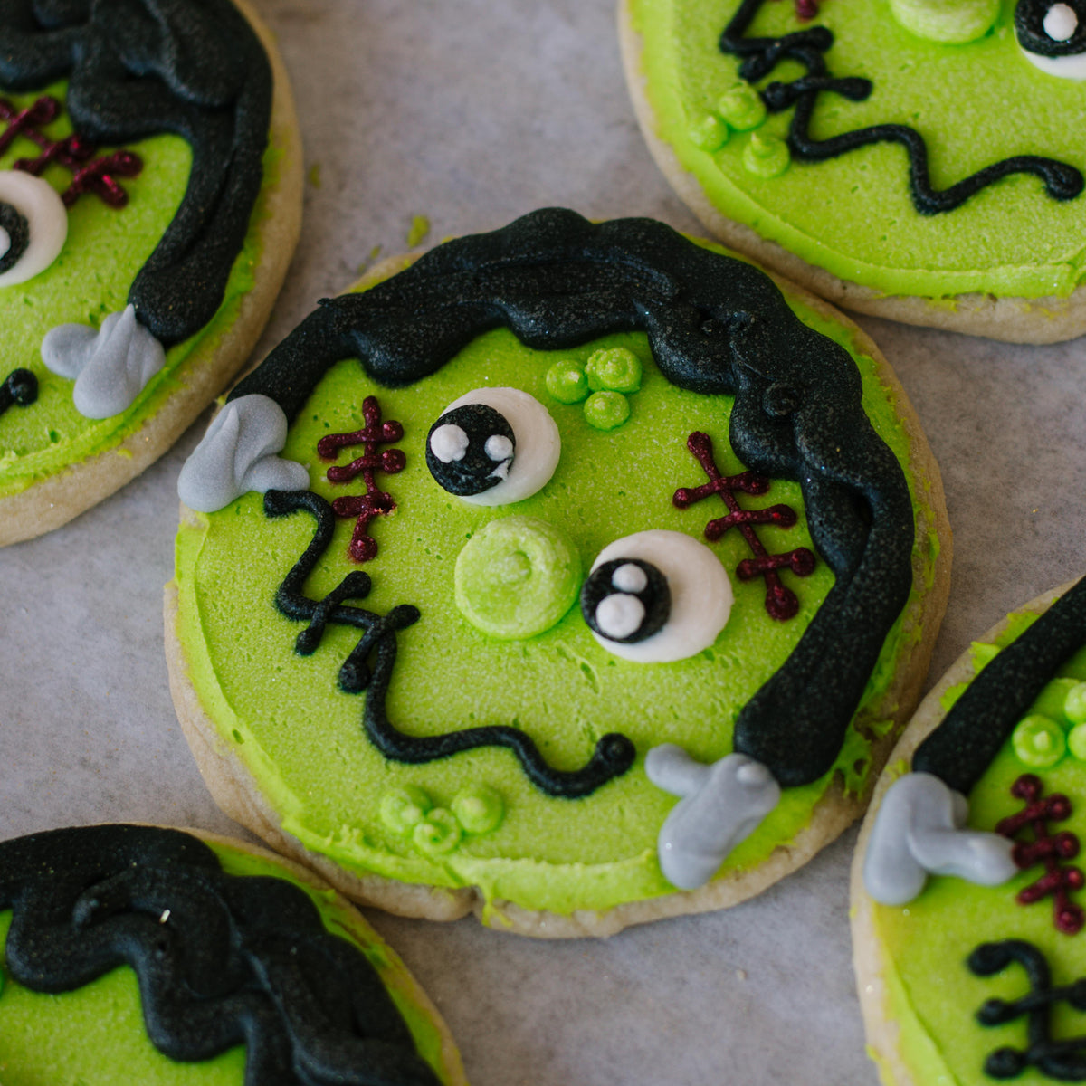 Frankenstein Decorated 4" Cookies • Sunflower House Cookies