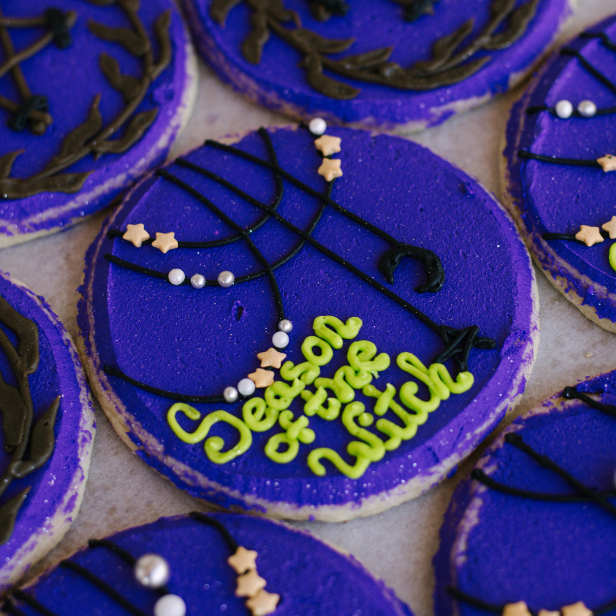 Season of the Witch Decorated 4" Cookies • Sunflower House Cookies