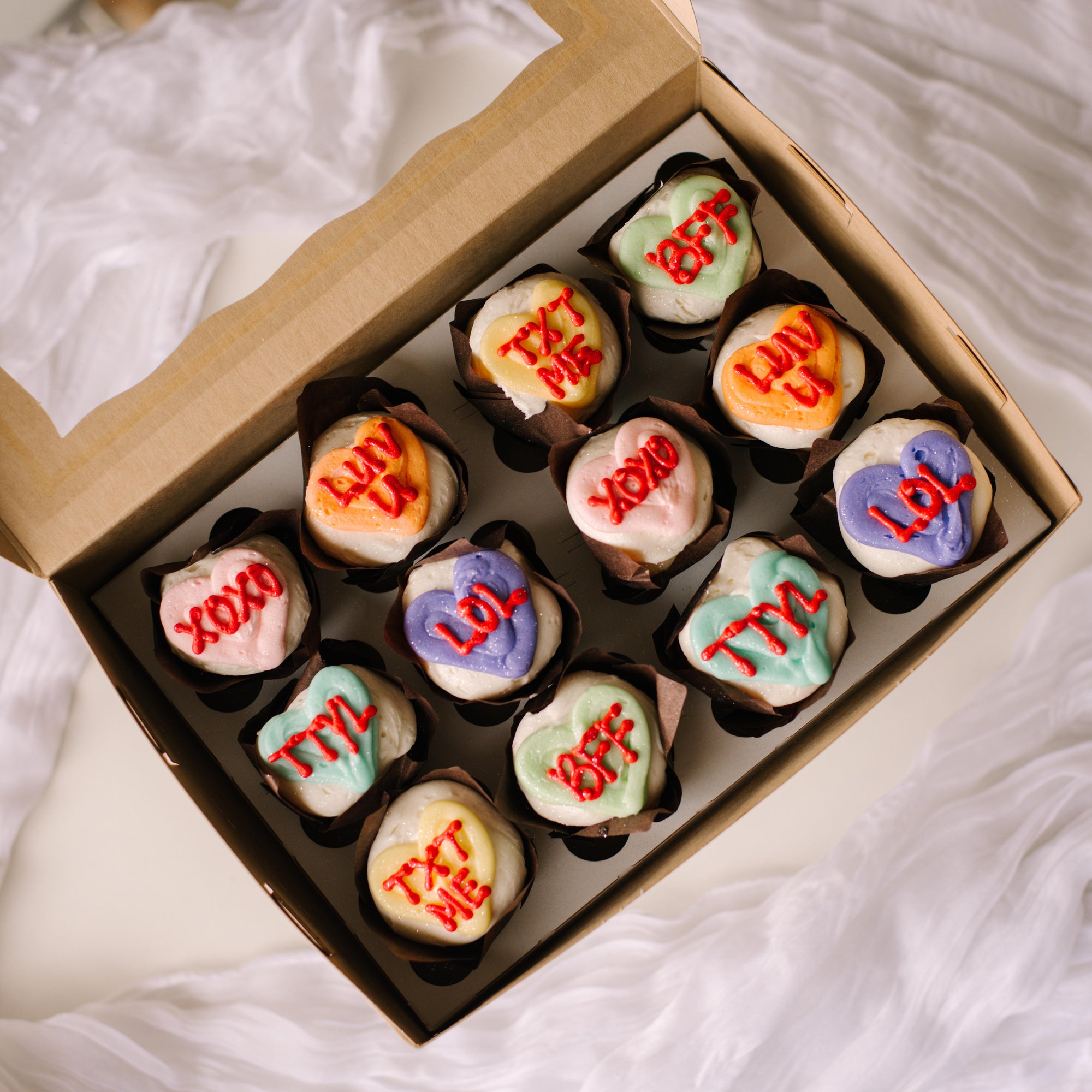 Conversation Hearts Mini Cupcakes