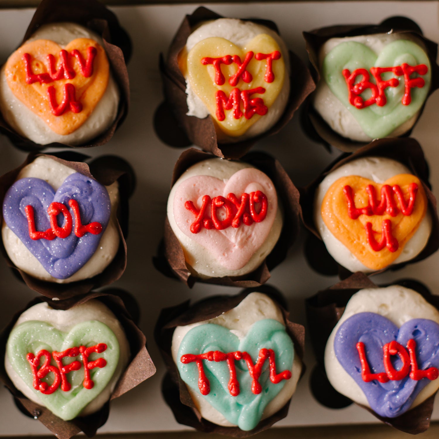 Conversation Hearts Mini Cupcakes