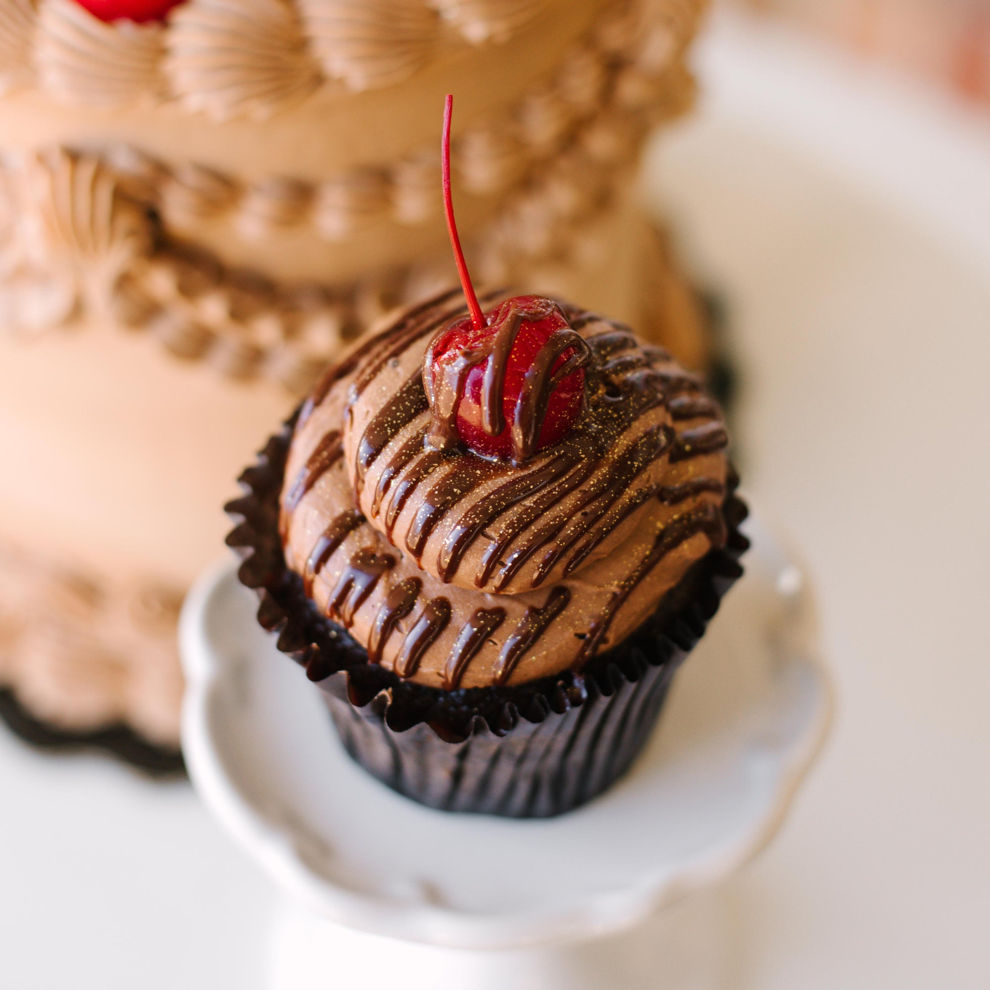 Dark Chocolate Cherry Cupcake