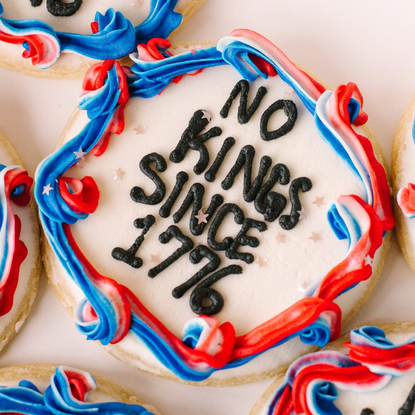 No Kings Since 1776 Decorated 4" Cookies • Sunflower House Cookies