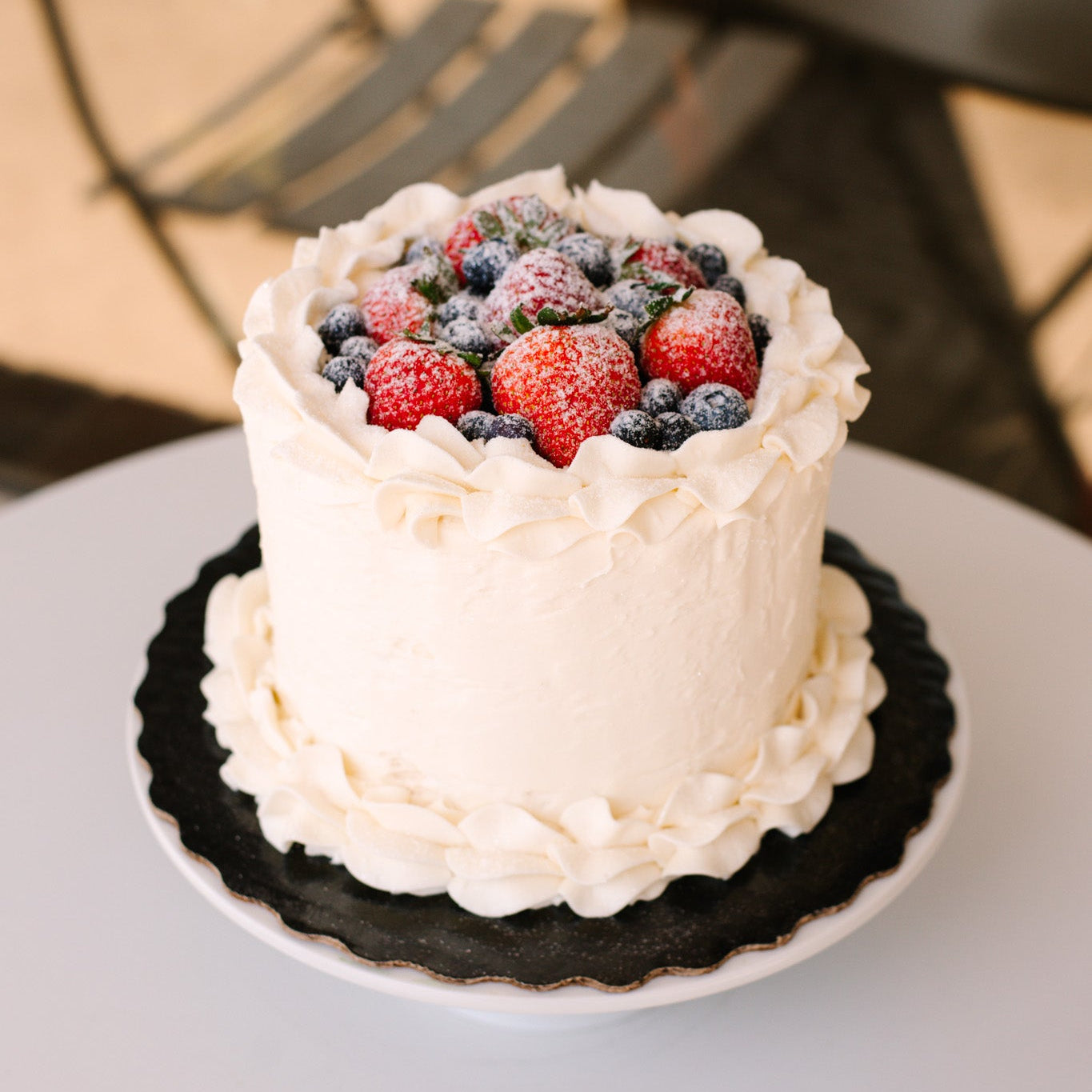 Single Tier Fresh Fruit Textured • Wedding Cake