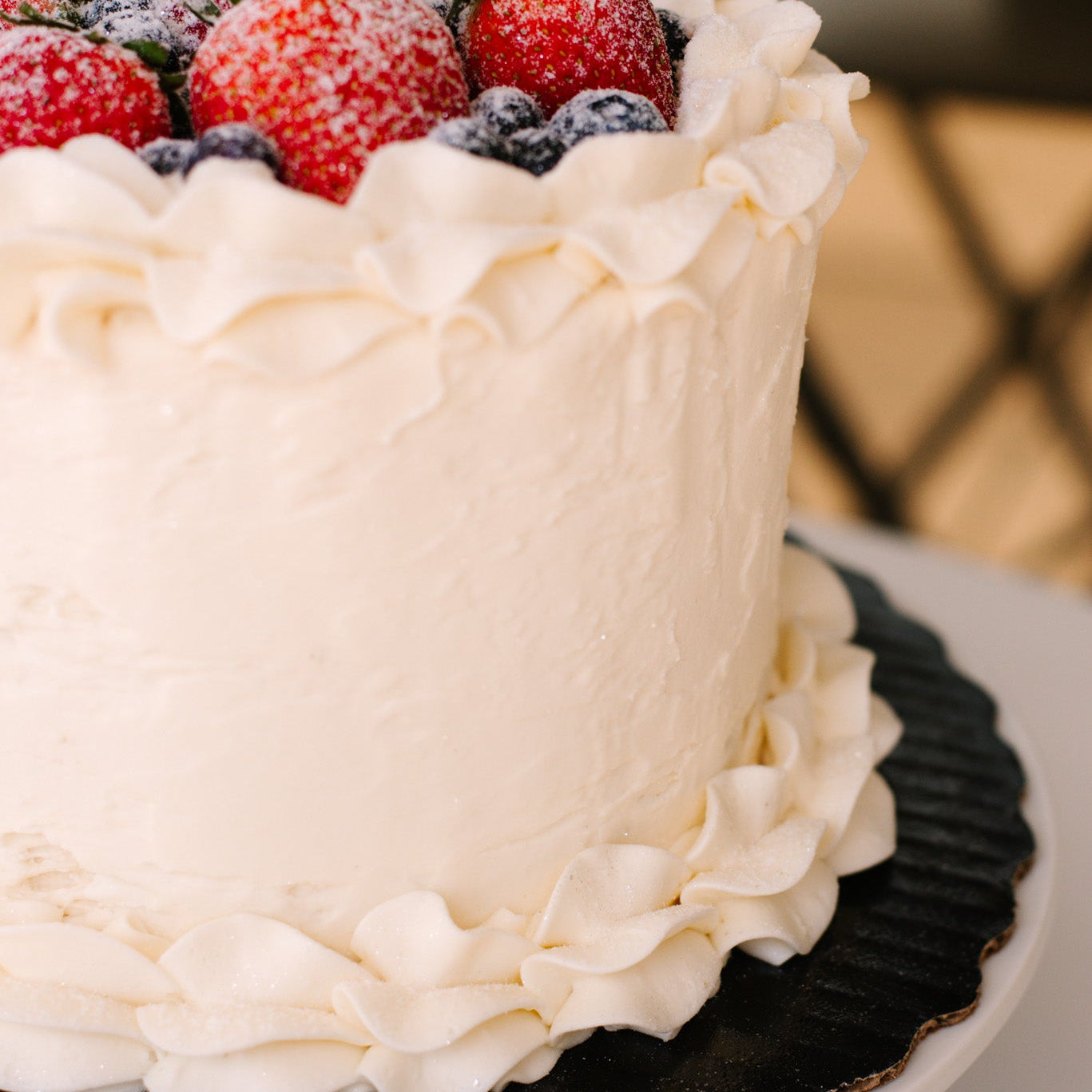 Single Tier Fresh Fruit Textured • Wedding Cake