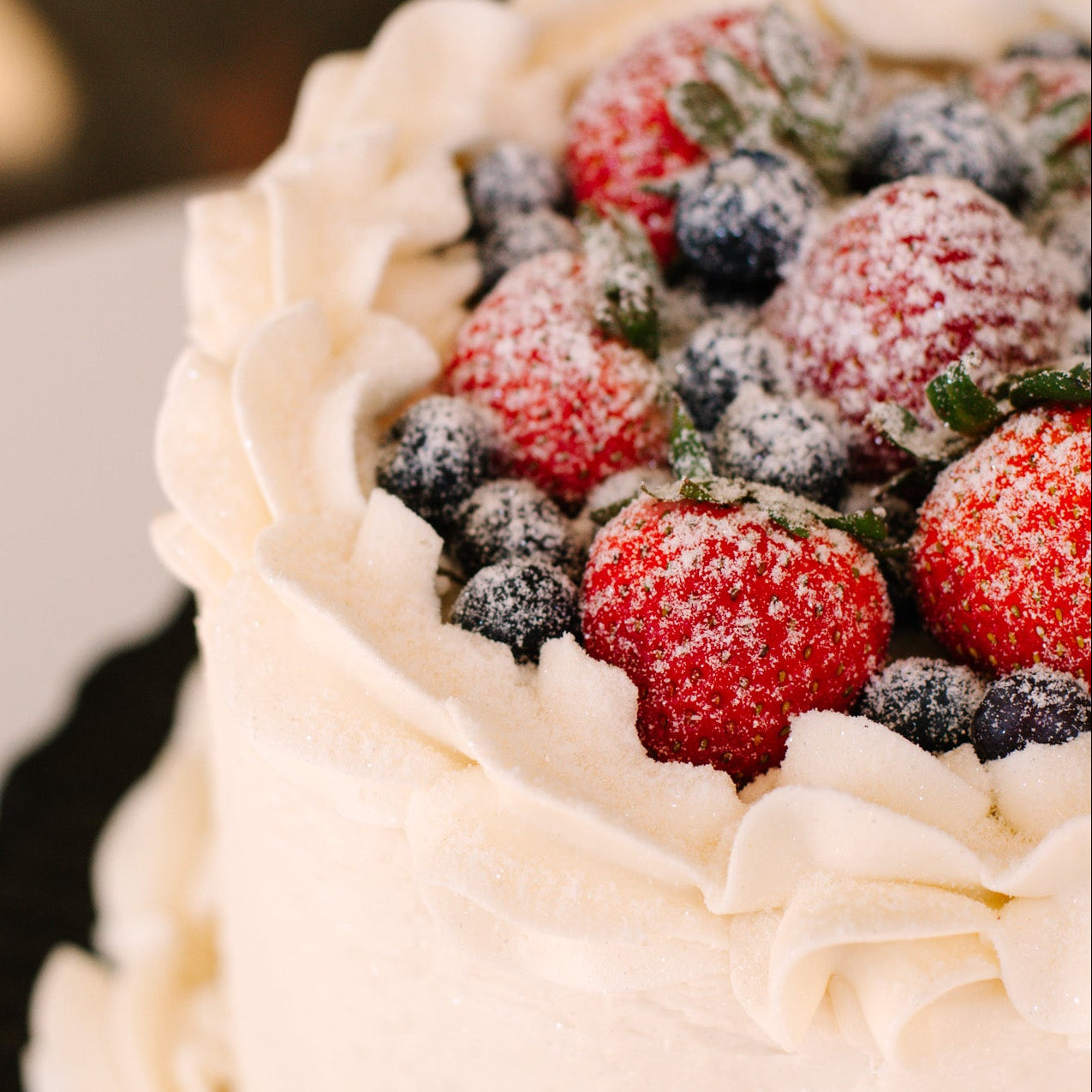 Single Tier Fresh Fruit Textured • Wedding Cake