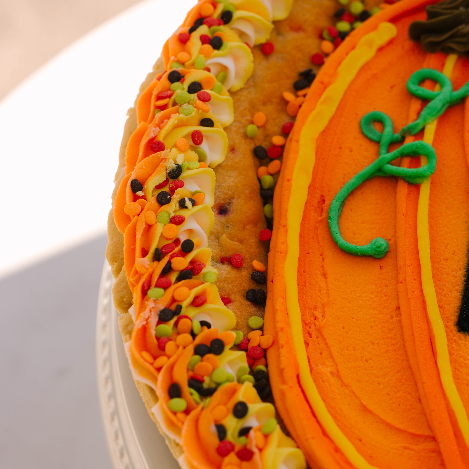 Jack-O-Lantern Cookie Cake • Sunflower House Cookies
