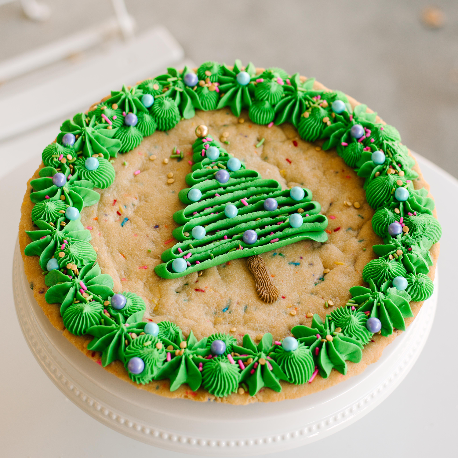 Christmas Tree Cookie Cake • Sunflower House Cookies