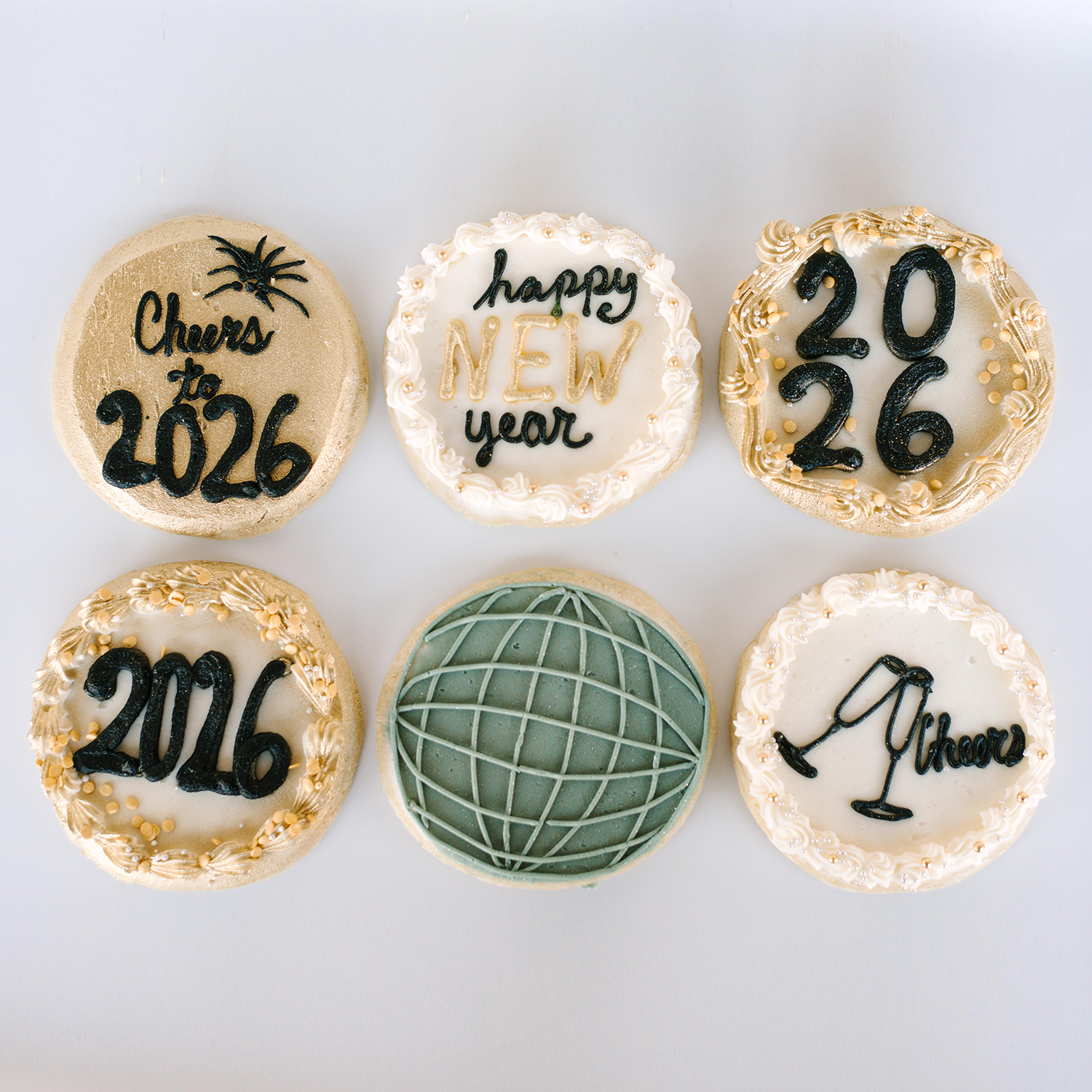 Assorted New Years Decorated 4" Cookies • Sunflower House Cookies