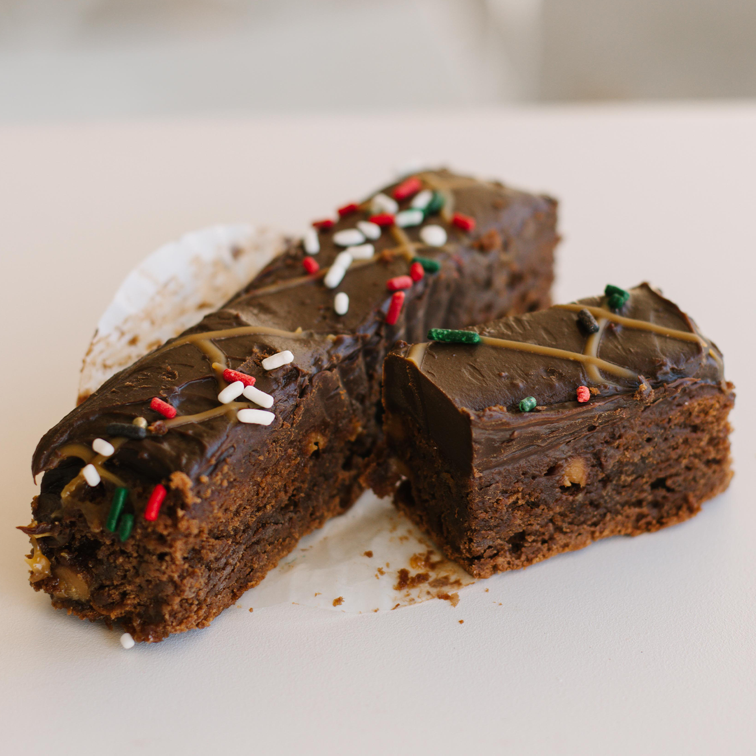 Christmas Salted Caramel Brownie Bar