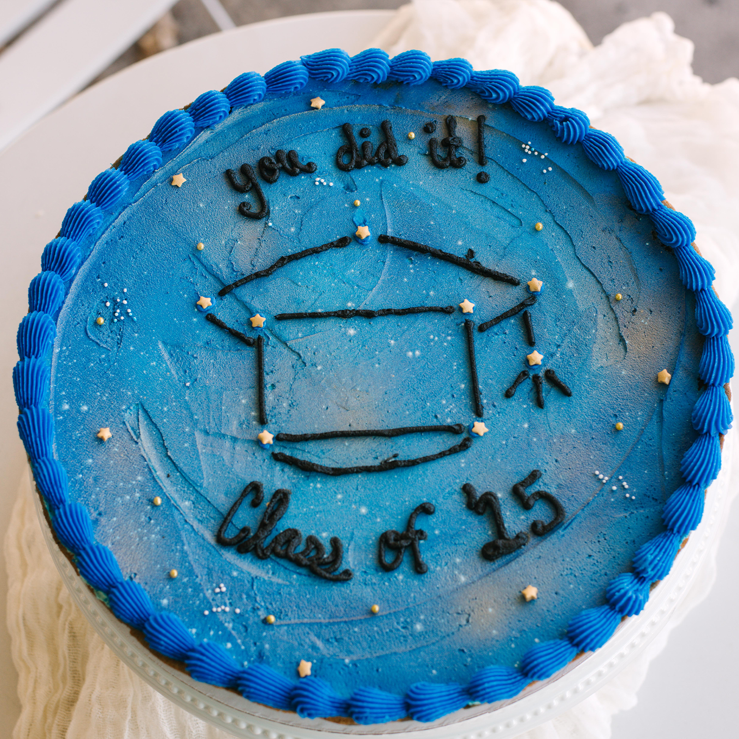 Reach for the Stars Graduation Cookie Cake • Sunflower House Cookies