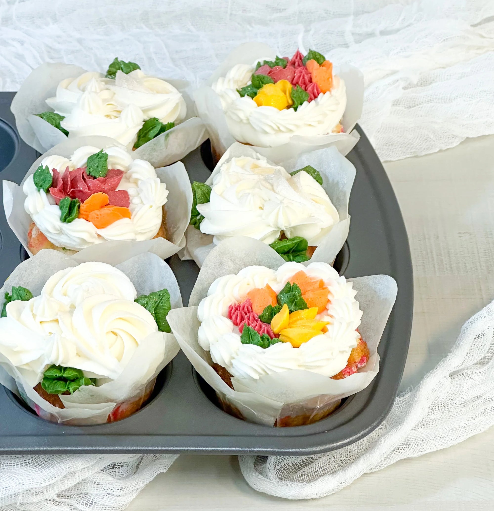 Harvest Floral Ribboning • Designer Cupcakes