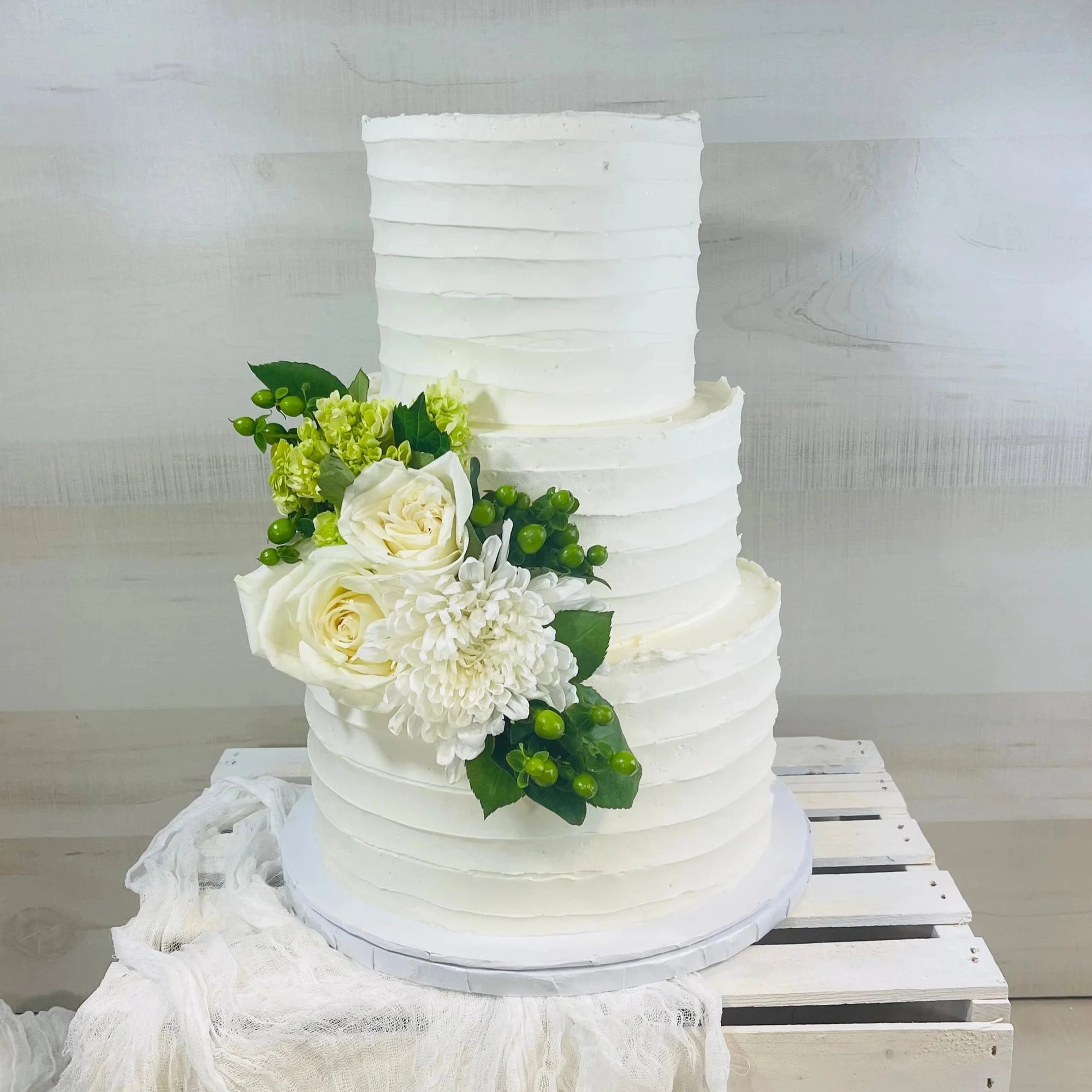 Wedding Horizontal Textured • Three Tiered Designer Cake