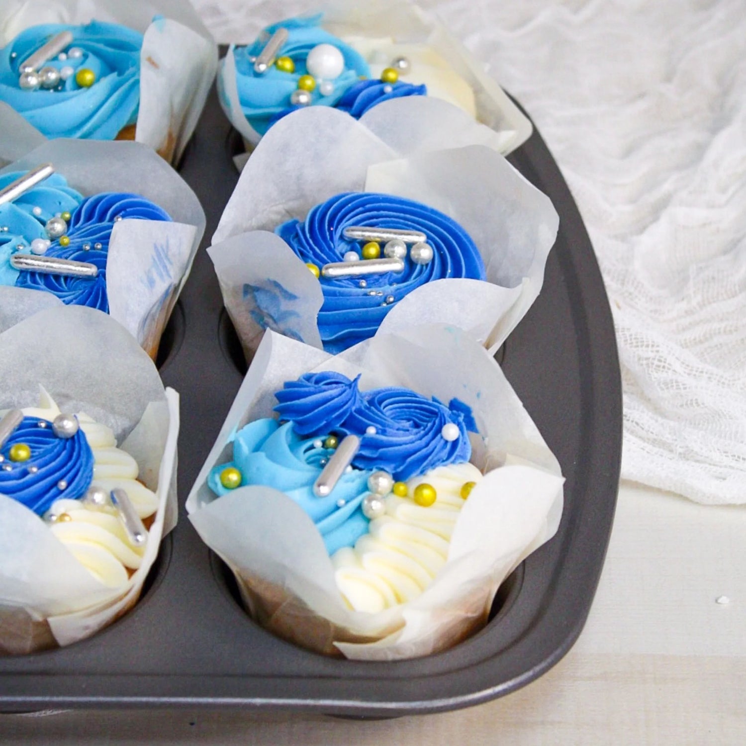 Royal Blue & Silver • Designer Cupcakes