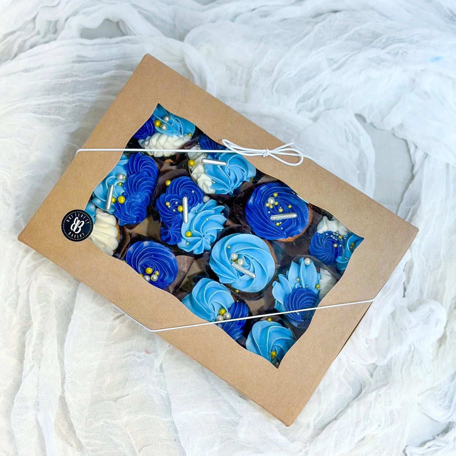 Royal Blue & Silver Mini Cupcakes